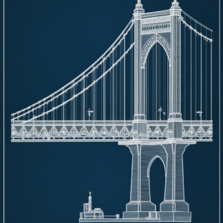 Brooklyn Bridge Engineering Drawing — NYC Wall Art, Civil Engineer Gift, Office Decor