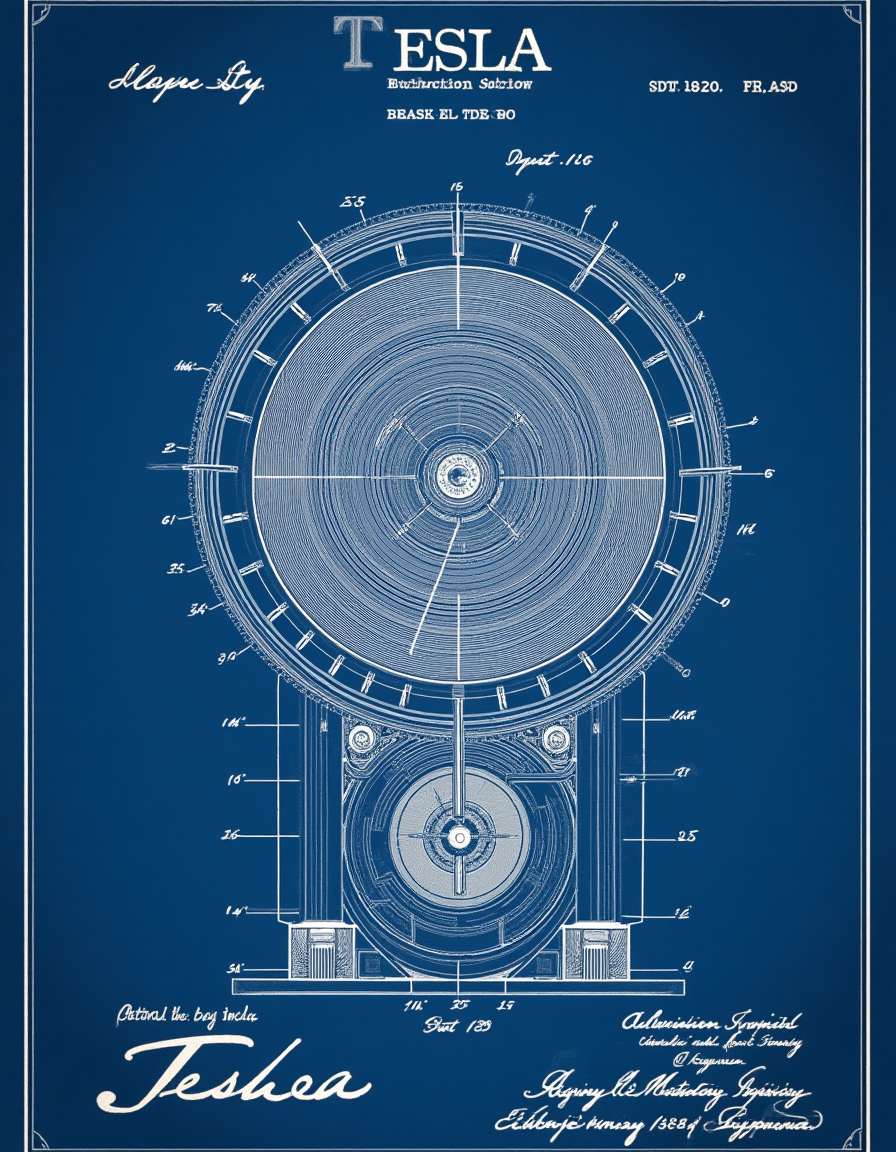 1888 Tesla Induction Motor Patent Print — Electrical Engineer Gift, Science Wall Art