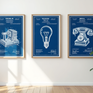 The Inventor's Office Set — Tesla, Edison & Bell Patent Prints (Set of 3)